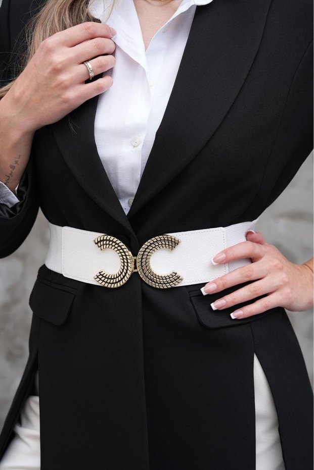 Elastic Zipper Detailed Women's Belt, Jacket Belt, Dress Belt