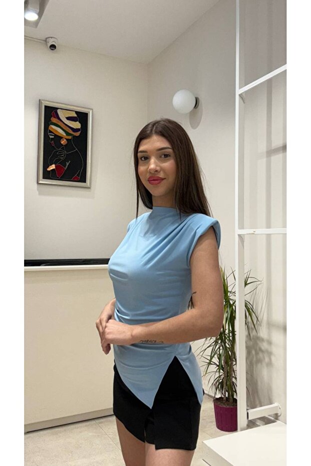 Padded Asymmetrical Basic Blouse - 1