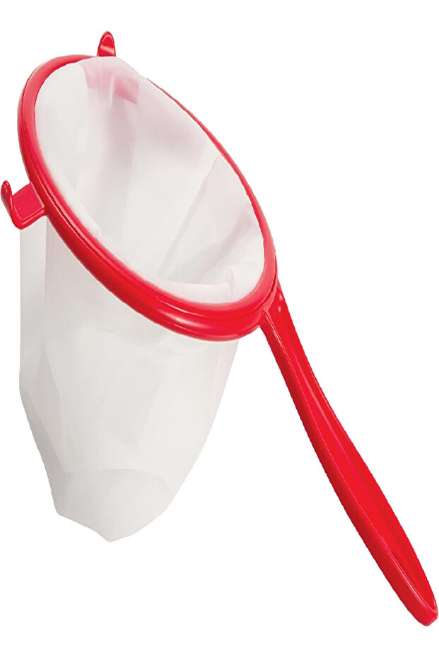 420608 Fine Mesh Strainer | Nylon Plastic Food Strainer for Kitchen Use – Red