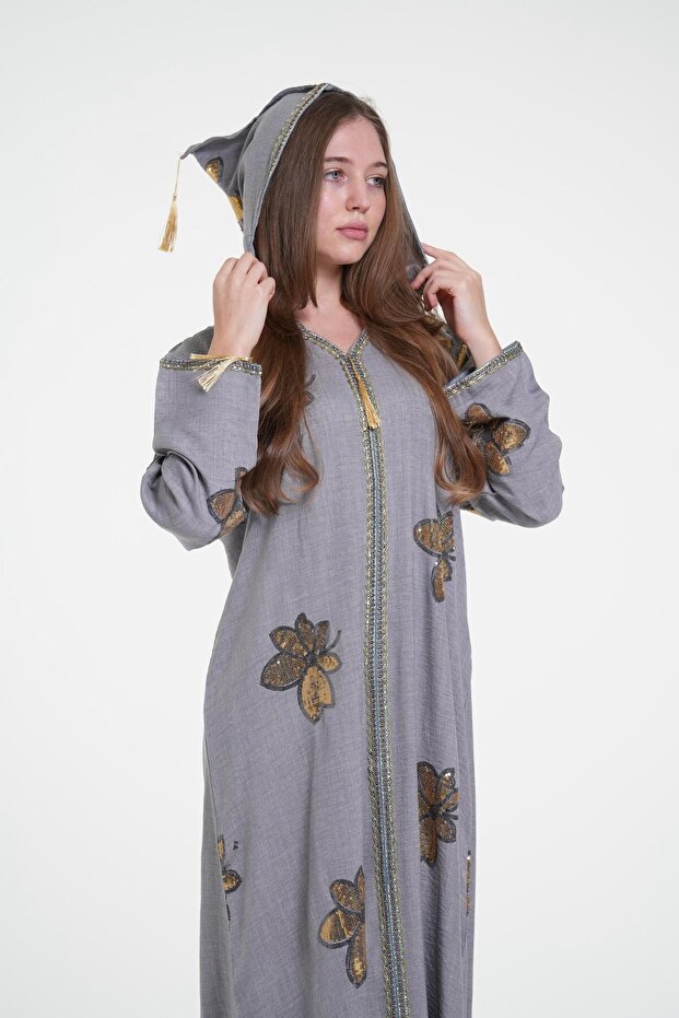 Modern embroidery jalabiya with cap