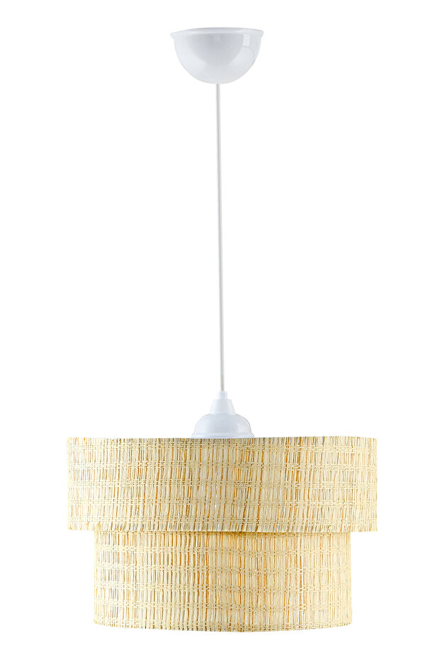 Bambu Hasır Modern Doğal Hazeran Rattan 2 Katlı Sarkıt Avize - 6