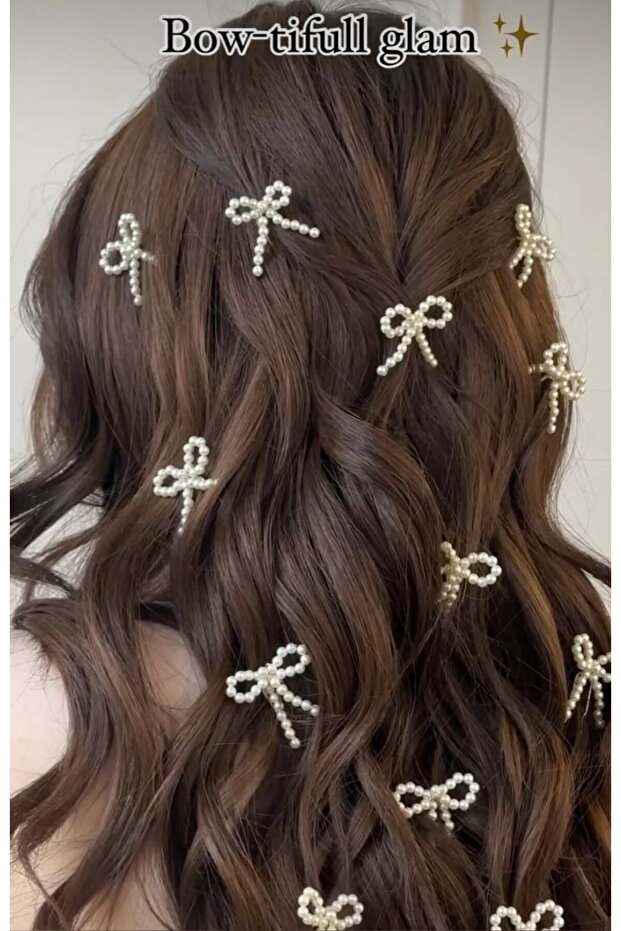 Set of 12 White Pearl Bow Hair Accessories to Complete Your Elegance