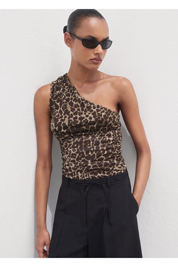 Asymmetrische Bluse mit Leopardenmuster - 1