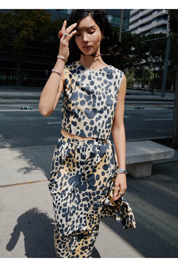 Animal Pattern Cotton Crop Blouse - 2