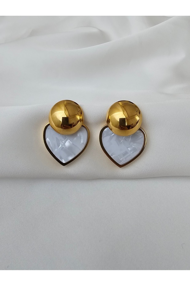 Kadın çelik kararmaz kalpli küpe - 1