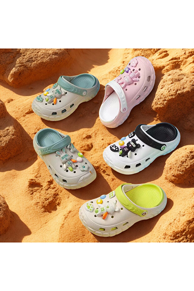 Kids Garden Clogs, with Decorative Charms, Slip-On Style