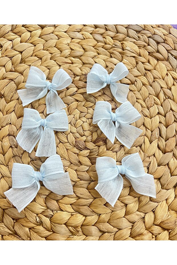 Blue Linen Ribbon Ready Bow - 25 Pieces