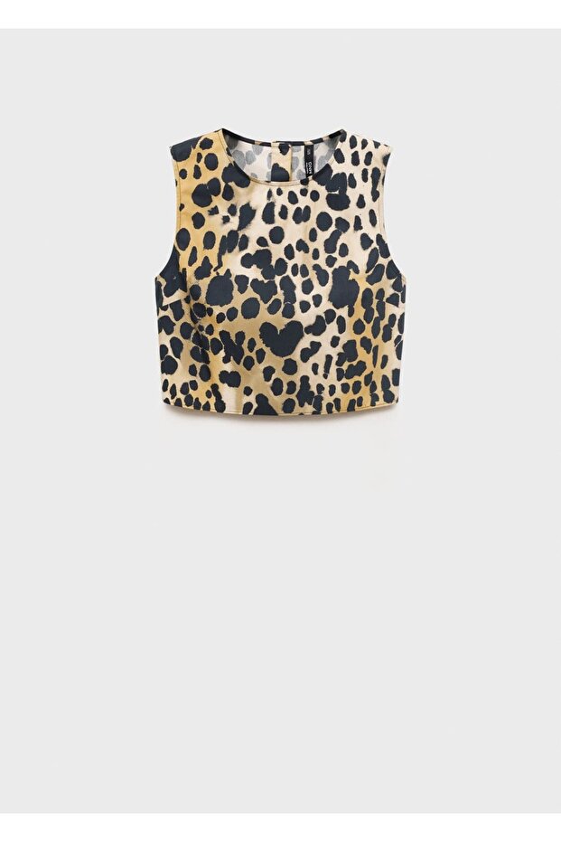 Animal Pattern Cotton Crop Blouse - 3