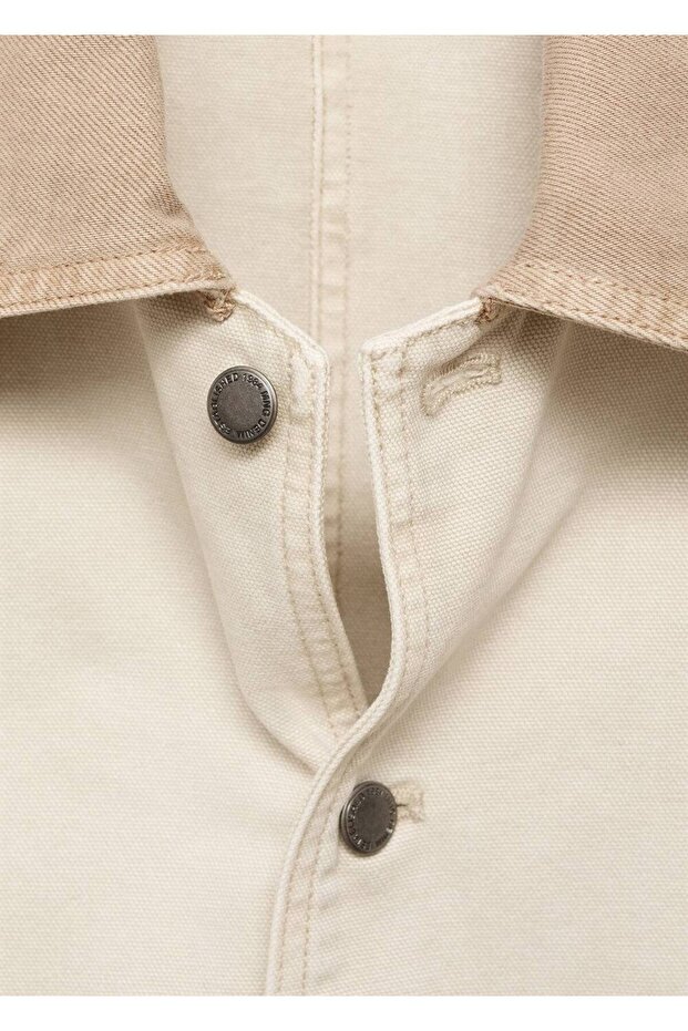 Kontrast yakalı denim parka - 6