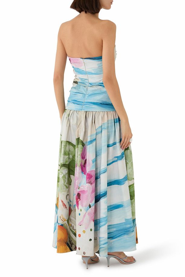 Nershall Maxi Dress, Dokulu Baskılı Uzun Gece Elbisesi - 4