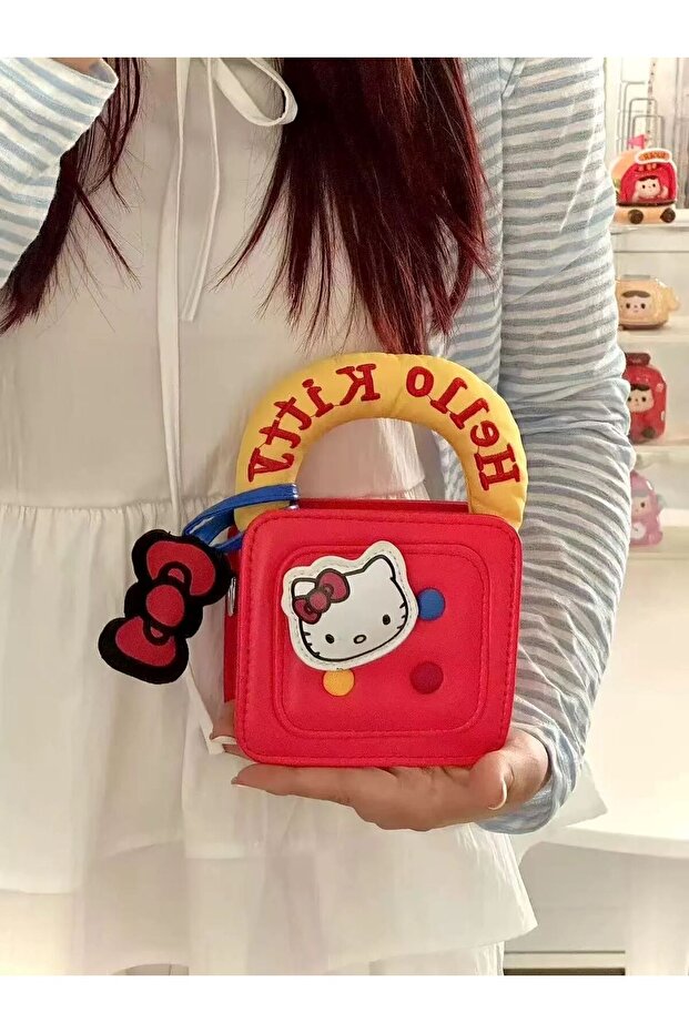 Sevimli Hello Kitty Charm Kırmızı Çocuk Çanta - 5