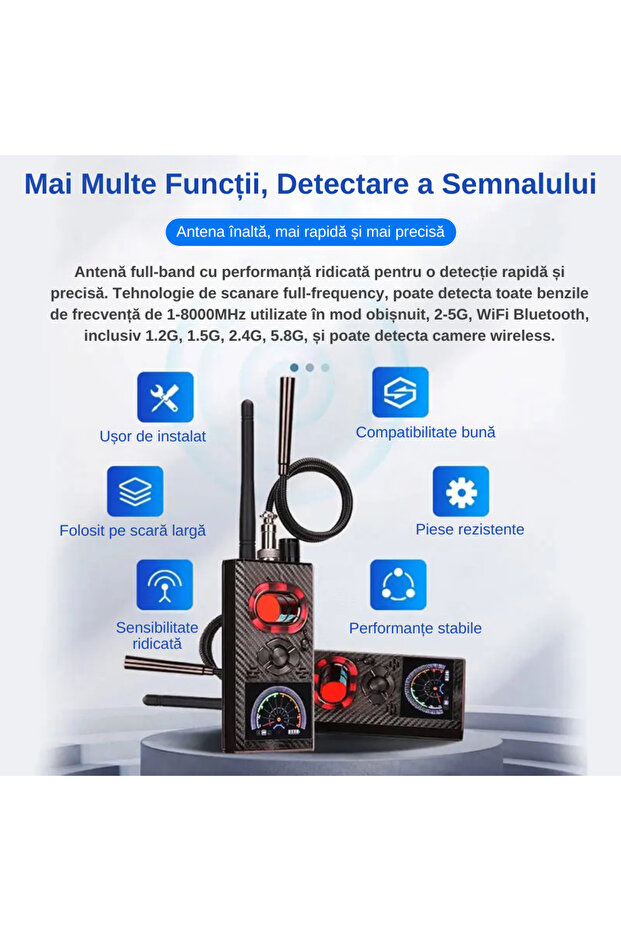 Spy Device Detector, Artificial Intelligence Chip, 10m Detection Range, Detects Cameras, GPS - 2
