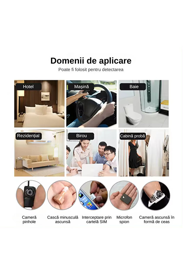 Spy Device Detector, Artificial Intelligence Chip, 10m Detection Range, Detects Cameras, GPS - 9