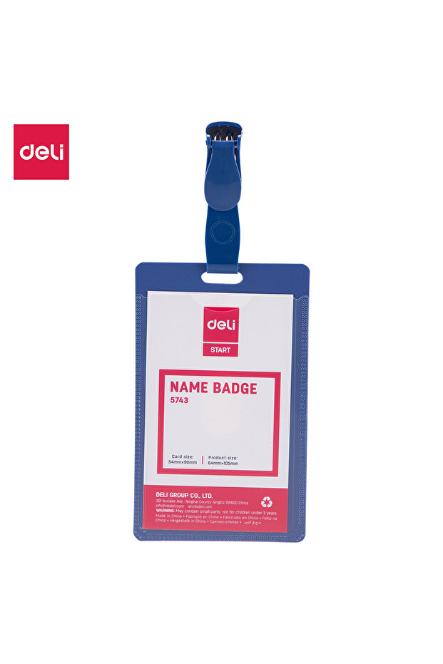 E5743 Name Badge with Removable Clip, Blue, 40pcs – ideal for office & events
