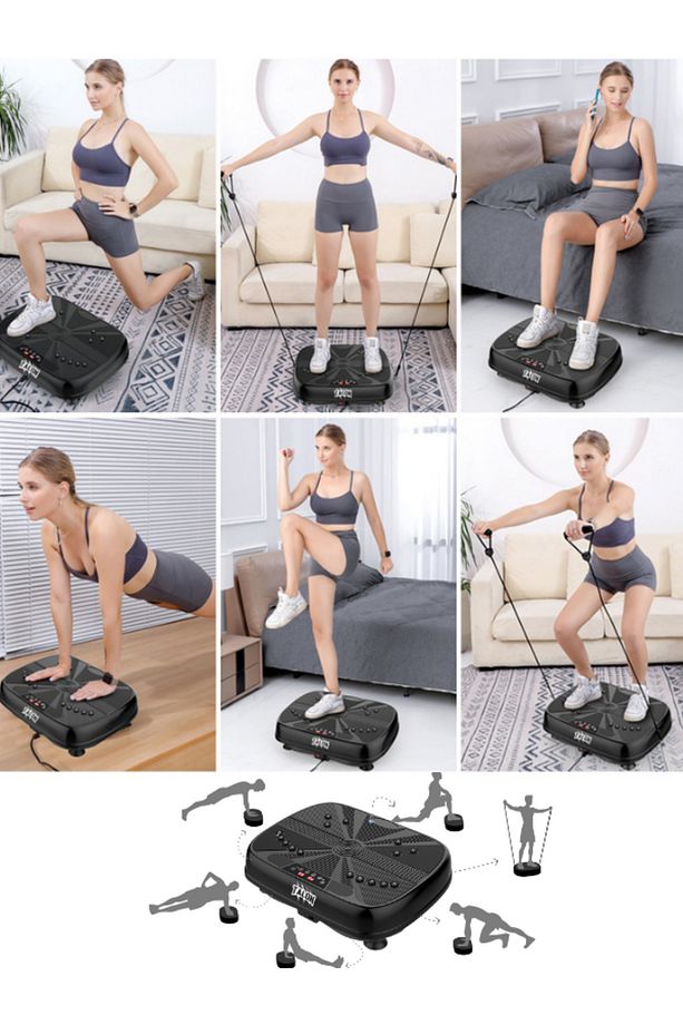Egzersiz Aleti Yüksek Titreşimli 1-99 Seviye Hız Ayarlı Bluetoothlu Kumandalı Vibration Plate - 4