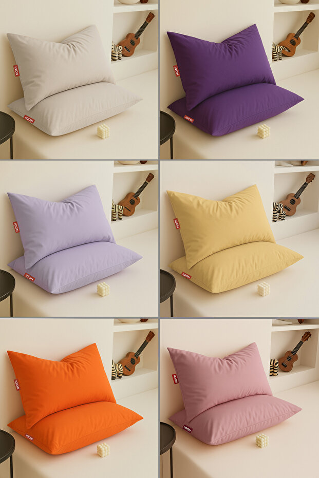 Pillow Case 12 Pieces | Beige | Purple | Lilac | Yellow | Orange | Dried Rose |
