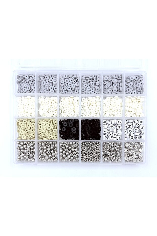 Gray Fimo Beads Letter Beads and Silver Spacers Jewelry Making Kit Hobby Supplies 99