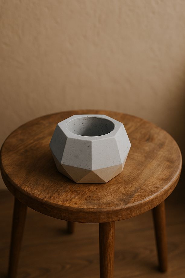 Geometrik Taş Saksı Çok Amaçlı Dekoratif Obje - 4