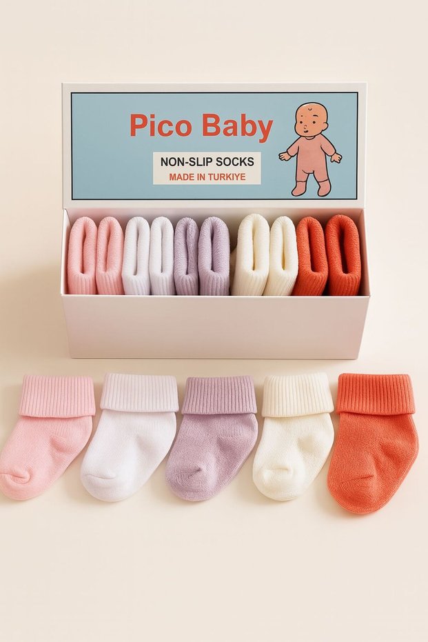 Organic Cotton Unisex 5-Piece Boxed Premium Baby & Children's Socks