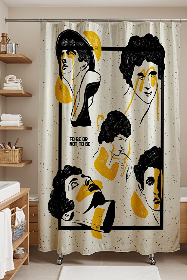 Bathroom Curtain, to Be or Not to Be Patterned Shower Curtain, Bathtub Curtain 175X200Cm