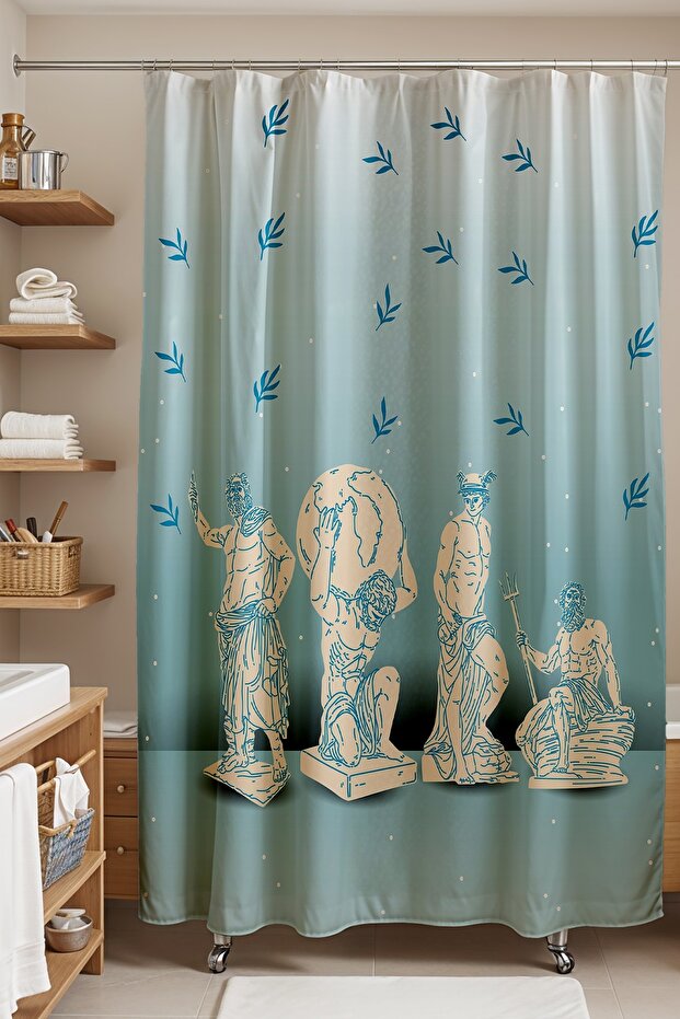 Bathroom Curtain, Greek Gods Pattern Shower Curtain, Bathtub Curtain 175X200Cm