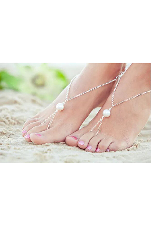Double Pearl Detailed Anklet to Enhance Your Elegance