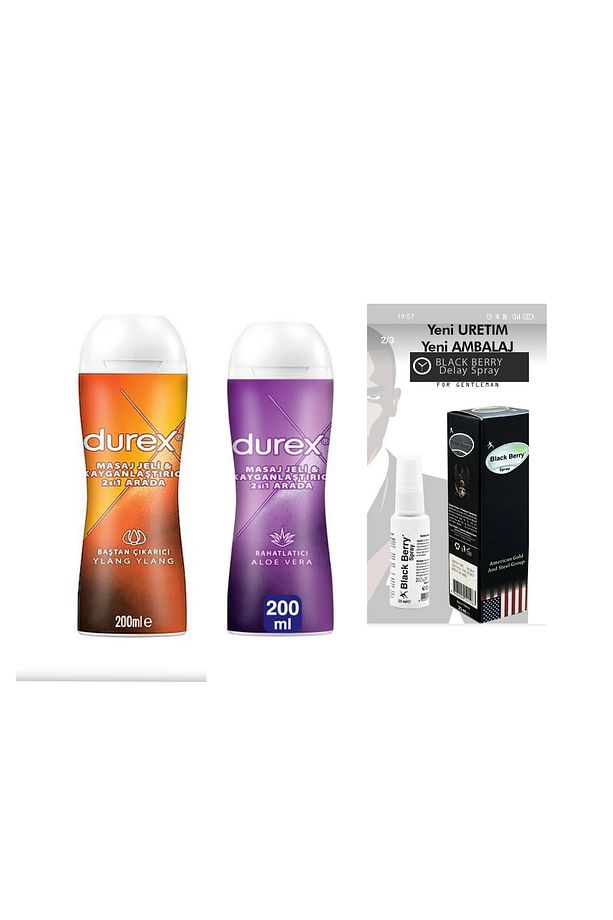 Ylang Ylang jel+Durex Aloevera jel+erkekler için sprey - 1