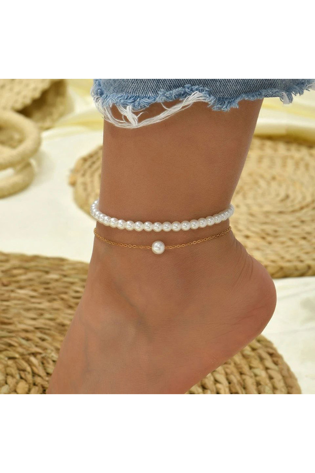 Two Piece Pearl Anklet Set to Complete Your Elegance