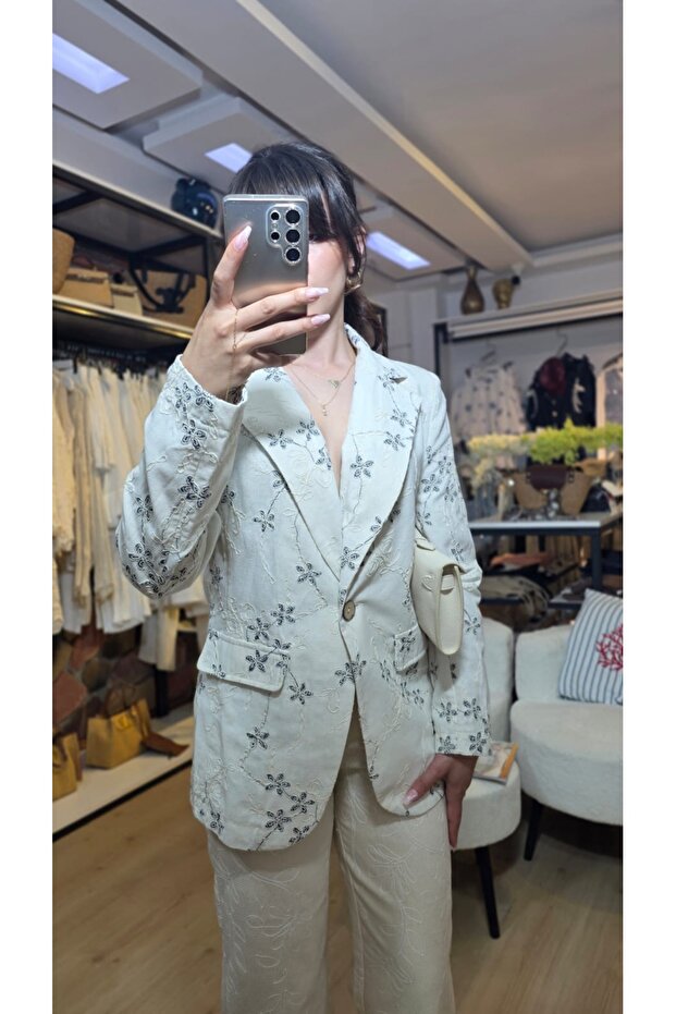 İşlemeli pamuk ceket - 1