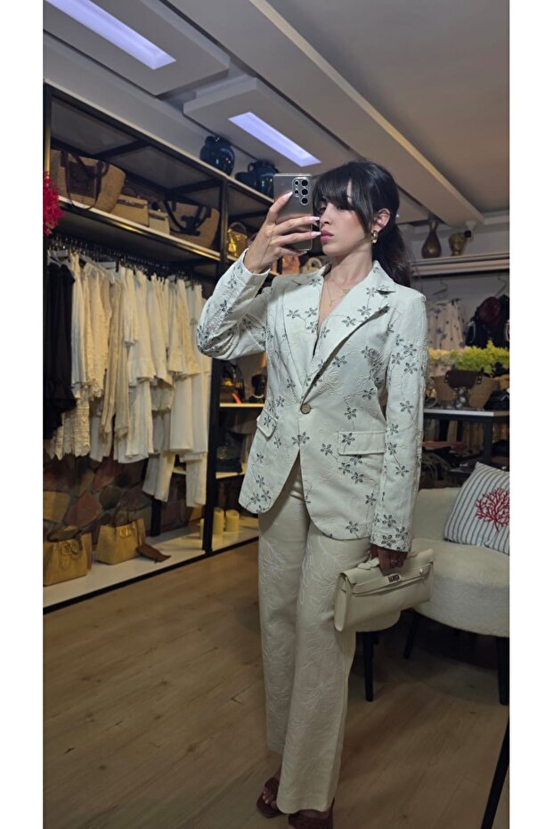 İşlemeli pamuk ceket - 2