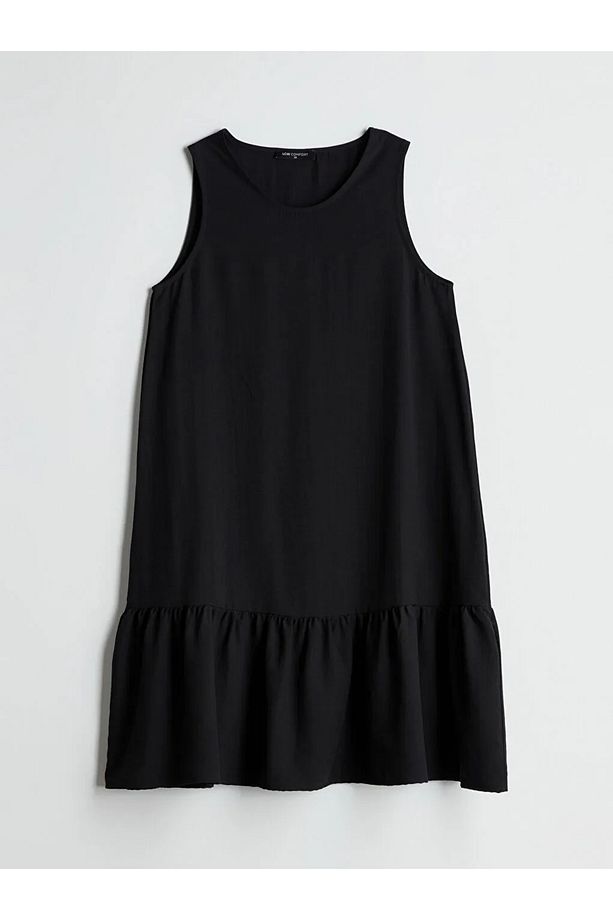 LCW Comfort Siyah Bisiklet Yaka Midi Elbise - 5