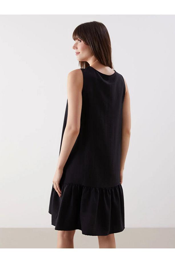 LCW Comfort Siyah Bisiklet Yaka Midi Elbise - 4