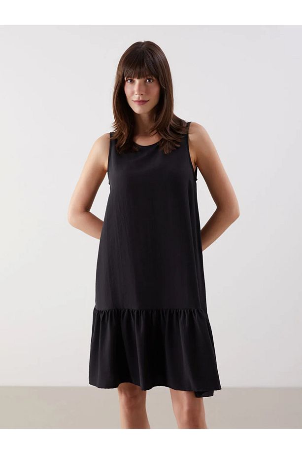 LCW Comfort Siyah Bisiklet Yaka Midi Elbise - 2