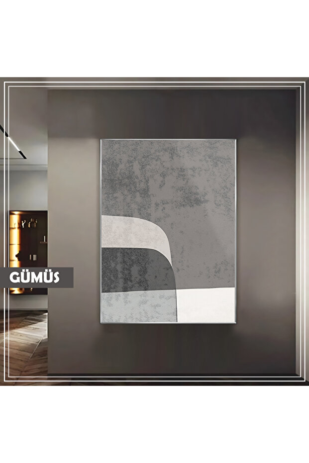 Amazing | Gray Contrast Geometric Abstract Model | Framed Tempered Glass Table Single Vertical