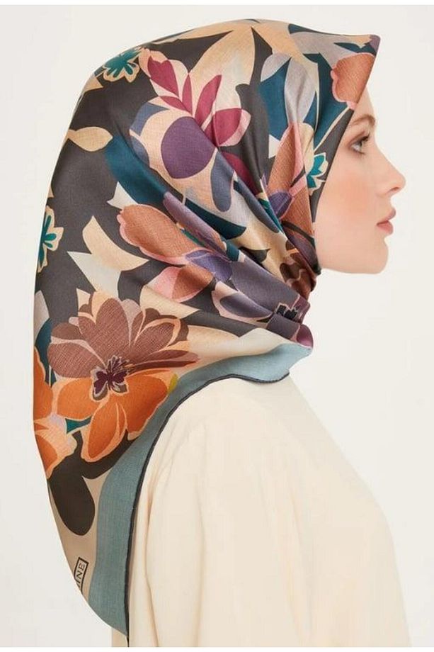 İpek Eşarp 2025 Kış - 9238-81 Bej Mavi Twill - 3