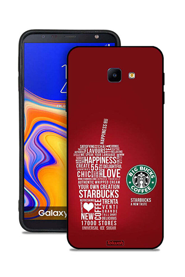 غطاء حماية لهاتف Samsung Galaxy J4 Core بملصق قهوة