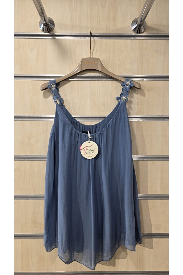 İpek Askılı Bluz - 1