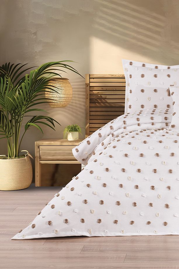 Cosmo Tek Kişilik Yatak Örtüsü Pike Takımı Kahve - 3
