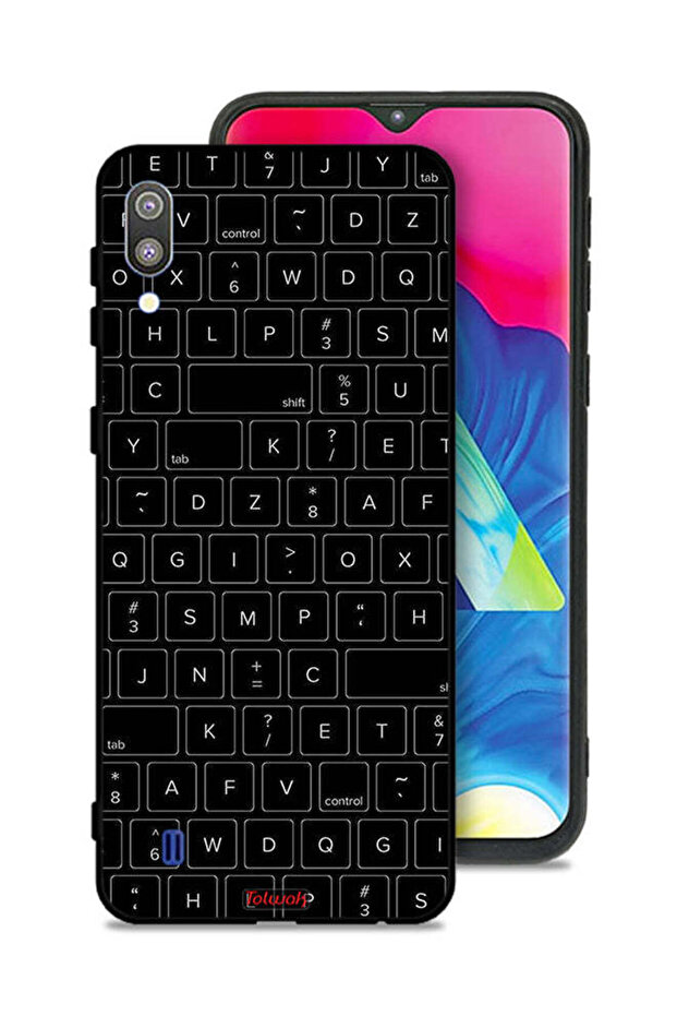 غطاء حماية لهاتف Samsung Galaxy M10 بنمط مفاتيح لوحة المفاتيح العشوائية