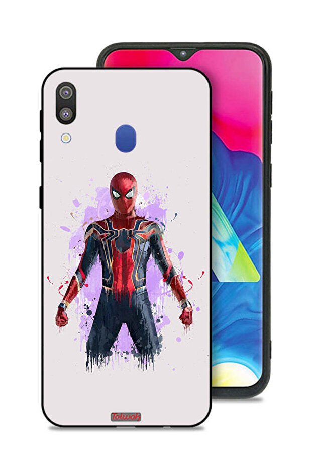 غطاء حماية لهاتف Samsung Galaxy M20 بتصميم العنكبوت الحديدي