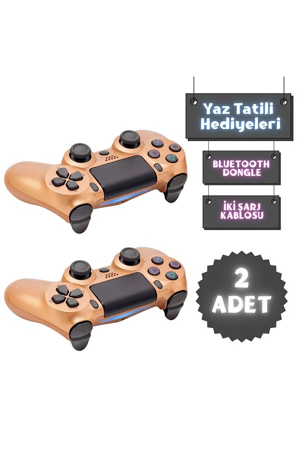 🎮 Ps4 Uyumlu Bluetooth Titreşimli Oyun Kolu | Pc, Telefon, Tablet ile Uyumlu | BAKIR - 1