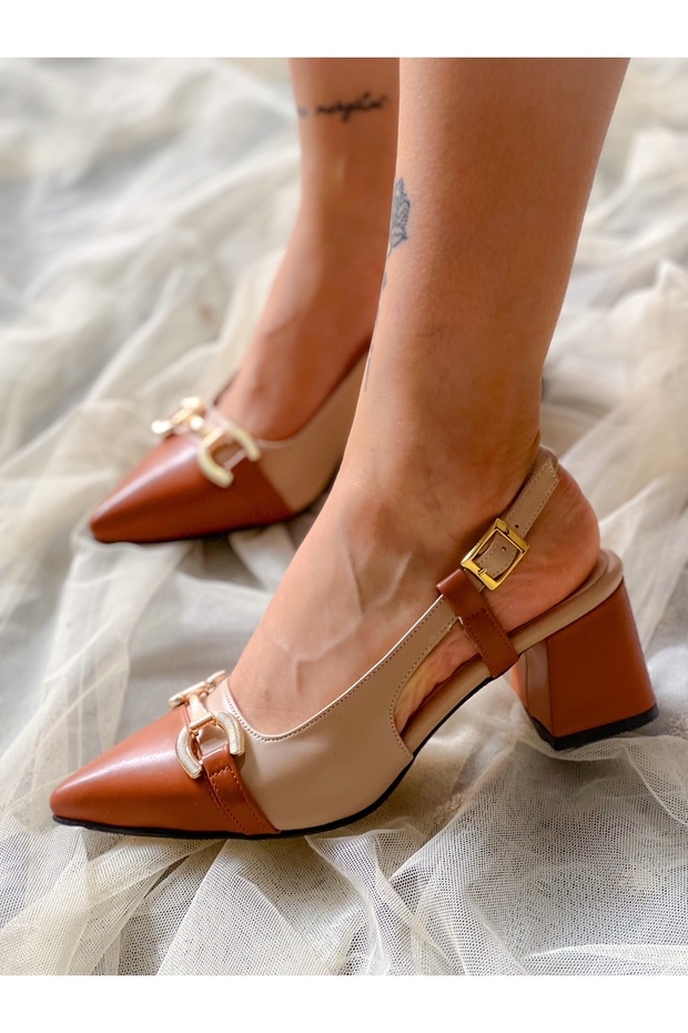 Martin Beige Taba Buckle 5 cm Heel Sandals