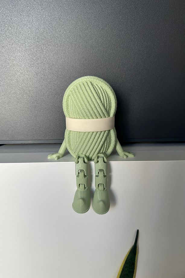 Sevimli Örgü Biblo Seti 3lü İp Yumağı, İplik Sepeti, Kalpli Tığ, Amigurumi Raf Süsü 8cm - 3