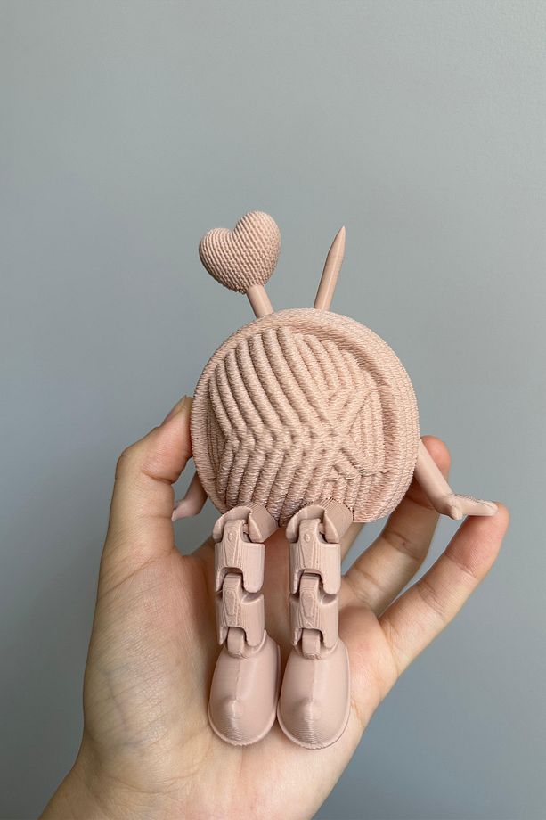 Sevimli Örgü Biblo Seti 3lü İp Yumağı, İplik Sepeti, Kalpli Tığ, Amigurumi Raf Süsü 8cm - 5