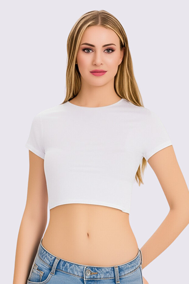 Women's Sleeveless Wide Collar Crop Color T-Shirt Vr.L23.18.318.Y01