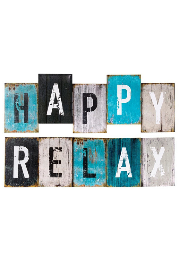 Wall Mount Sturdy and Lightweight Happy Print Canvas Frame Multicolor - 1