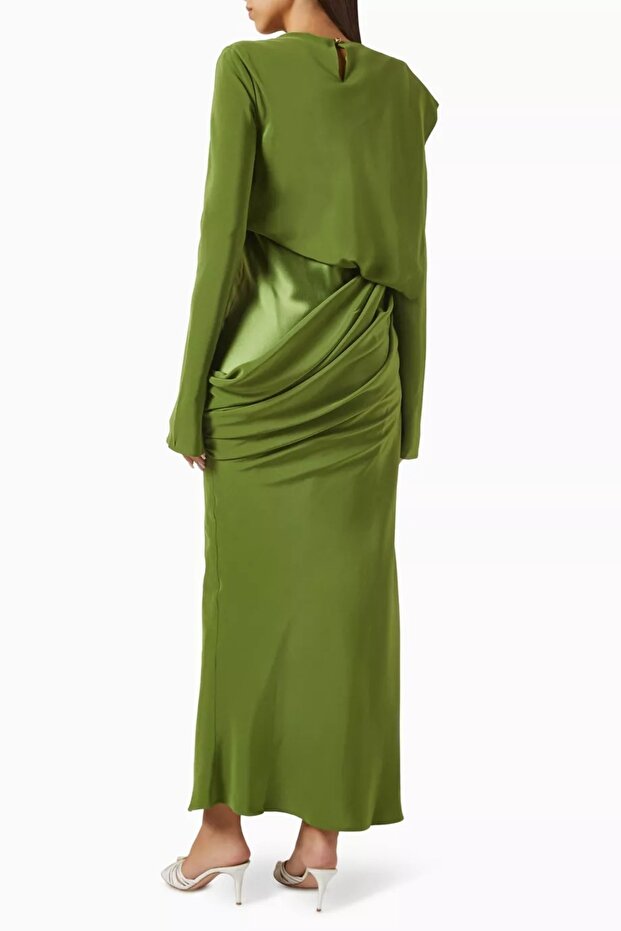 Wodden Draped, Maxi Elbise - 2