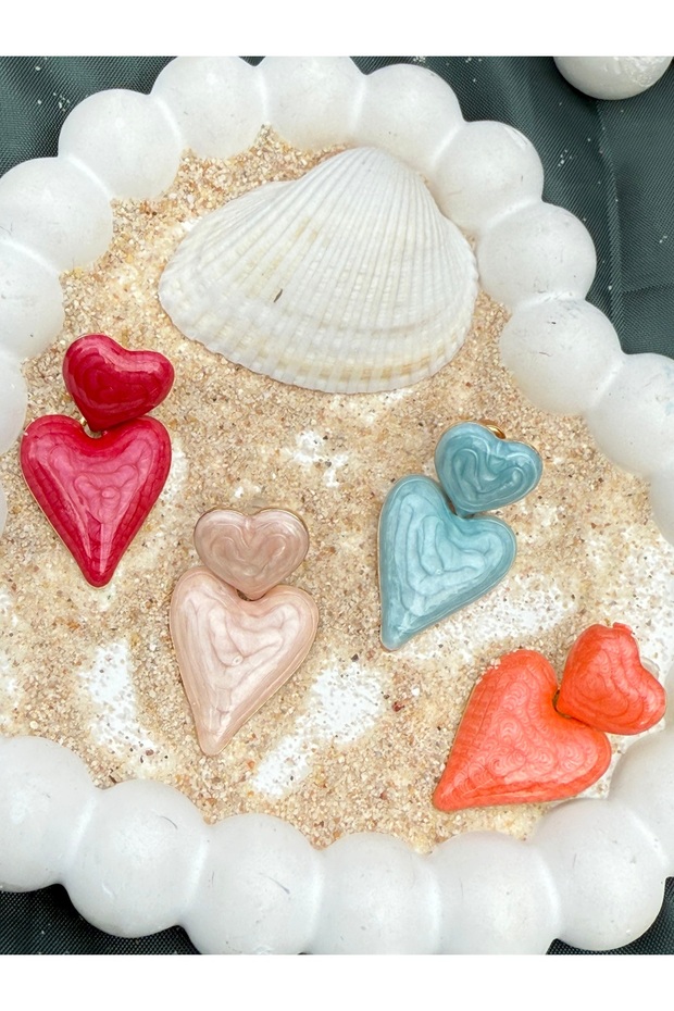 Candy Hearts Bej Küpe