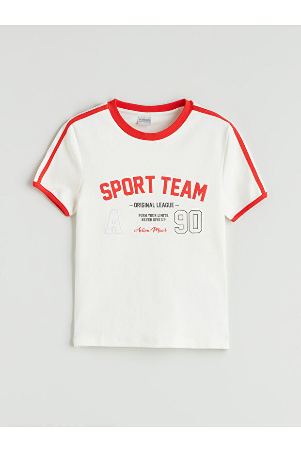 Lcw Crew Neck Girl's Crop T-Shirt