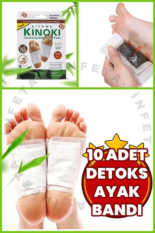 10 Adet %100 Detoks Ayak Bandı - Foot Patch Toksin Atıcı Ayak Detoksu Bantı - 1